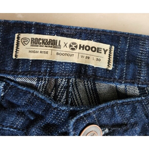 ROCK&ROLL HOOEY Women's Stripes High Rise BootCut Leg Blue Jeans, W 29, L 30 - Picture 7 of 10